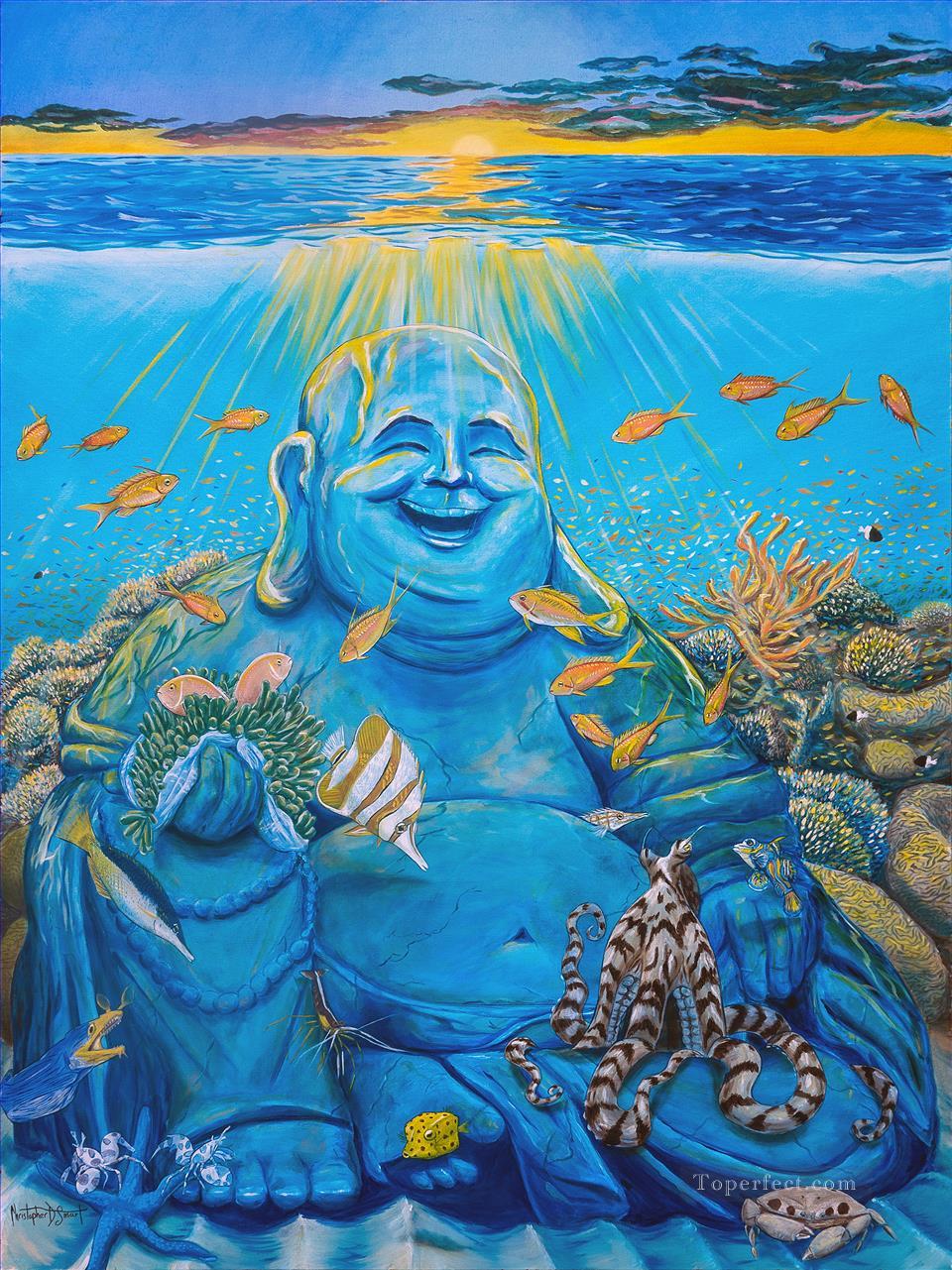 Laughing Buddha Reef Buddhism Oil Paintings
